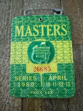Masters Badge 1980 Seve Ballesteros Champion Augusta National Ticket Souvenir